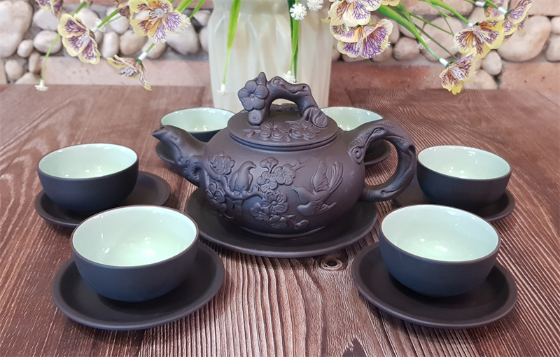 Bộ Trà Gốm Tử Sa Chim Đào