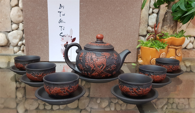Bộ Trà Gốm Tử Sa Khắc Kỳ Lân