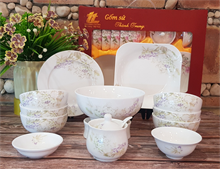 Bộ Đồ Ăn 12 Sản Phẩm Hoa Phù Dung Nổi