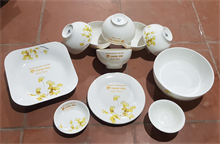Bộ Đồ Ăn Lá Vàng In Logo