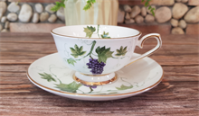 Bộ Tách Cafe Viền Vàng Họa Tiết Hoa Quả