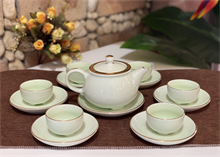 Bộ Trà Men Ngọc Dát Vàng 24K