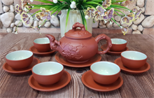 Bộ Trà Gốm Tử Sa Đắp Hoa Đào