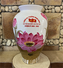 Lọ Hoa Miệng Loe Vẽ Hoa Sen